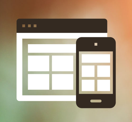 A desktop web browser with web content next to a mobile phone with the same content